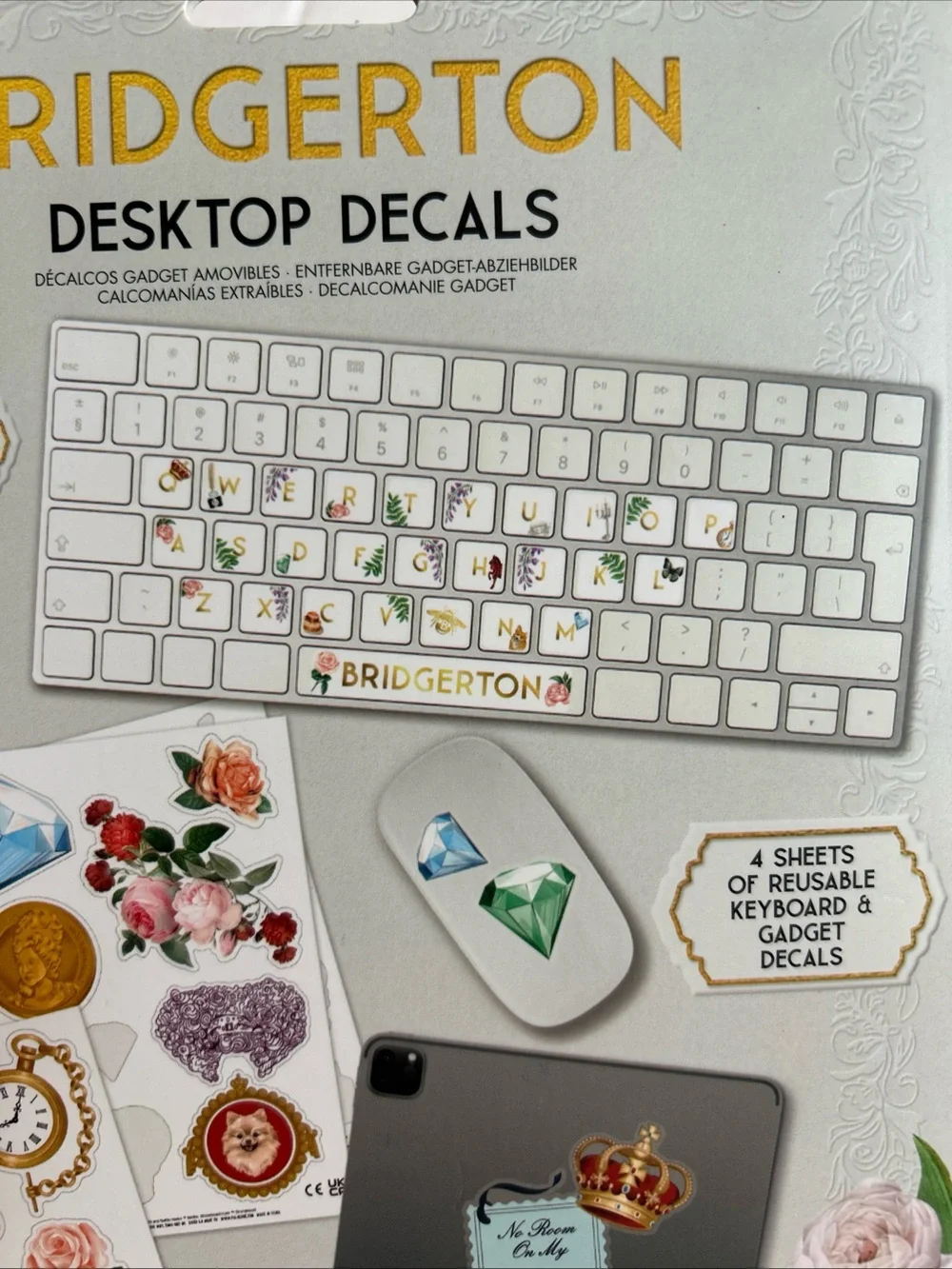 Bridgerton Desk Top Decals - Floral & Gold Accent Stickers